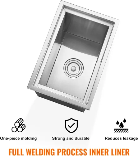 Vista 5 de Happybuy Hielera de acero inoxidable de 18 pulgadas de largo x 12 pulgadas de ancho x 14.5 pulgadas de alto, con tapa deslizante, cubo de hielo