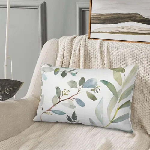 Vista 7 de Funda de almohada de hoja de planta verde, funda de almohada suave de 14 x 20 pulgadas, duradera, de fácil cuidado, decorativas, fundas protectoras