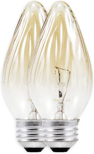 Vista 2 de Sylvania F15 Décor - Bombilla incandescente, 25 W, acabado iridiscente ámbar, base media, 120 V, paquete de 2 Acabado ámbar iridiscente