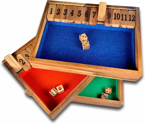 Vista 4 de Shut The Box Game #1-12 Premium - Juego de Cierra la Caja de Madera - Juegos de Puzzle - Juegos de Madera Roll the pair, then flip the numbered