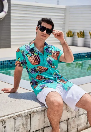 Vista 4 de Goodstoworld Camisas hawaianas con botones novedosas para hombre