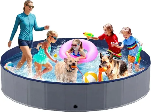 Vista 8 de Niubya Foldable Dog Pool, Collapsible Plastic Dog Swimming Pool, 32x8in
