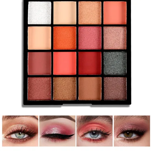 Vista 4 de Boobeen Paleta de Sombras de Ojos Colorida Maquillaje-16 Colores, Sombra de Ojos Mate y con Brillantina, Paletas de Sombras de Ojos Brillantes