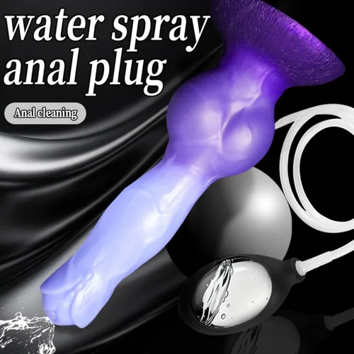 Vista 6 de Squirting Monster Dog Silicone Dildo with Suction Cup (Blue)
