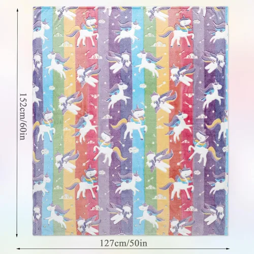 Vista 7 de LIFEYJ Manta que brilla en la oscuridad, regalos de unicornios para niñas, manta suave de 3, 4, 5, 6, 7, 8, 9, 10 años, juguetes para niñas de 6 a 8