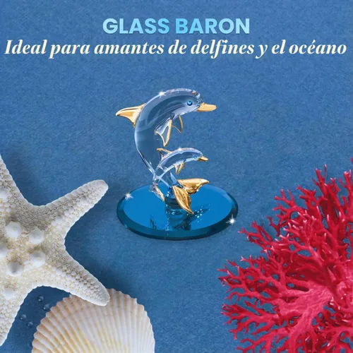 Vista 6 de Figura de cristal de delfín y bebé