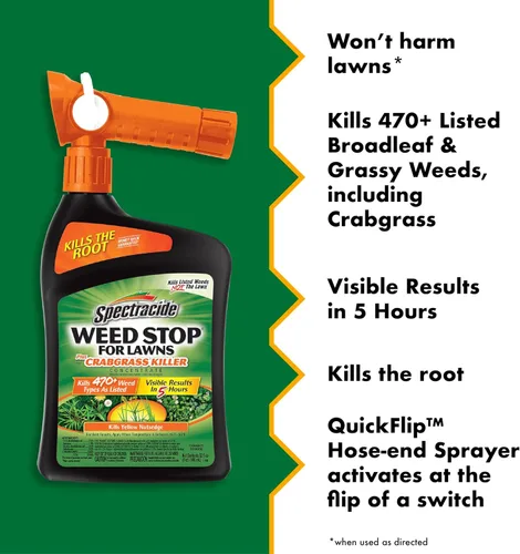 Vista 2 de Spectracide Weed Stop para Césped más Herbicida de Cebolla de Arena Concentrado, Mata la Cebolla de Arena en el Césped, 32 onzas líquidas