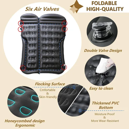 Vista 2 de Colchón de aire SUV – Colchón de coche plegable cama inflable con dos almohadas de aire, cama de aire portátil para el maletero del automóvil