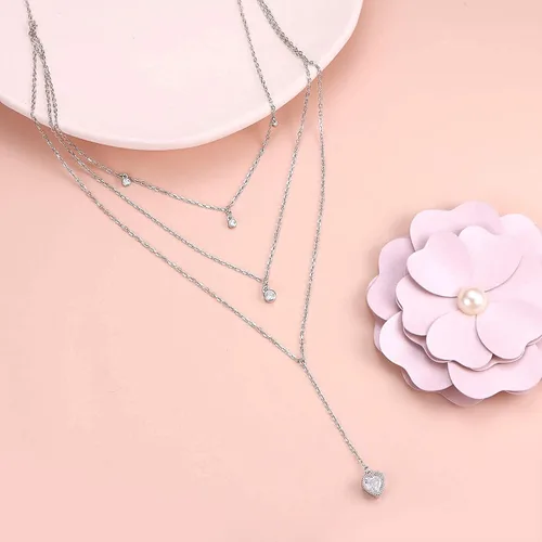 Vista 5 de Gargantilla larga de plata de ley con cuentas para mujer, estilo bohemio