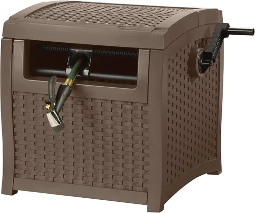 Vista 2 de Suncast Carrete de manguera estilo mimbre + manguera de jardín Flexzilla (50 pies)