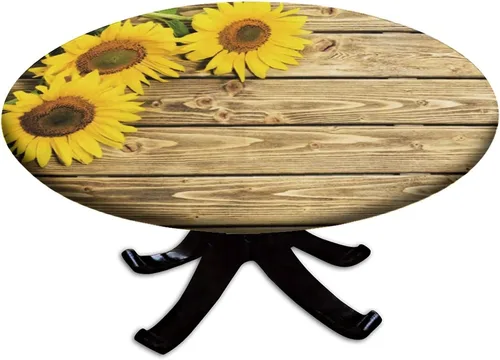 Vista 120 de Mantel redondo ajustable con borde elástico floral azul, mantel con borde elástico de estilo floral pastoral, almohadilla de mesa de poliéster