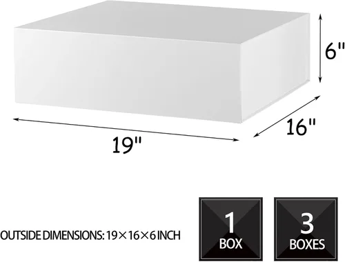Vista 12 de Caja de regalo negra extragrande de 19 x 16 x 6 pulgadas, enorme caja rectangular plegable con tapa cierre magnético para propuesta de padrino