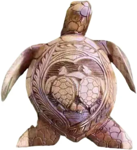Vista 2 de Figura de tortuga marina, tortugas hawaianas de resina tallada a mano, estatua de tortuga tallada a mano, decoración costera tropical del océano