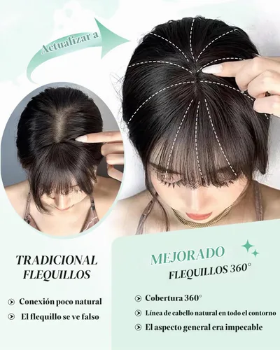 Vista 4 de Flequillo con Clip, Flequillo de Cabello con Clip, Flequillo Falso, Flequillo con Clip, Flequillo con Clip de Cabello Humano Real, Postizos Ombre