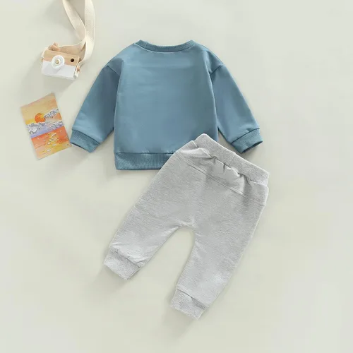 Vista 3 de Ehfomius Toddler Baby Boy Fall Winter Clothes Mama's Boy Long Sleeve Pullover Sweatshirt and Jogger Pants 2Pcs Set