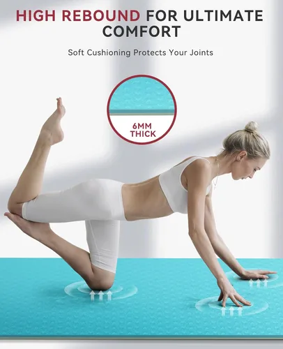 Vista 4 de HAPBEAR Tapete de yoga grande de corcho – 72 x 36 pulgadas de ancho antideslizante para entrenamiento en casa, yoga, pilates y estiramientos