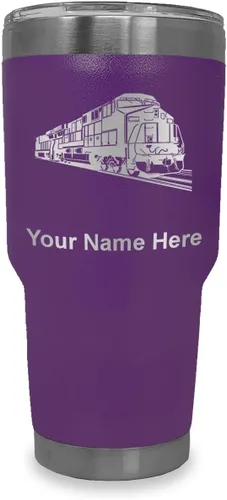 Vista 24 de LaserGram Vaso aislado al vacío de 20 onzas, tren de carga, grabado personalizado incluido (negro)