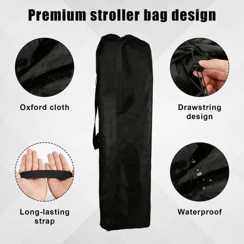 Vista 4 de lasuroa Bolsa de cochecito, bolsa impermeable para cochecito portátil, bolsa de control para puerta de cochecito con asa, funda para cochecito