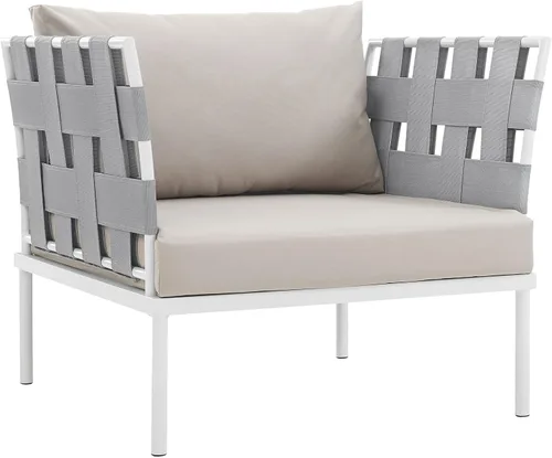Vista 7 de Modway EEI-2601-WHI-WHI MO-EEI-2601-WHI-WHI Harmony Patio al aire libre Aluminio, sofá esquinero, blanco blanco