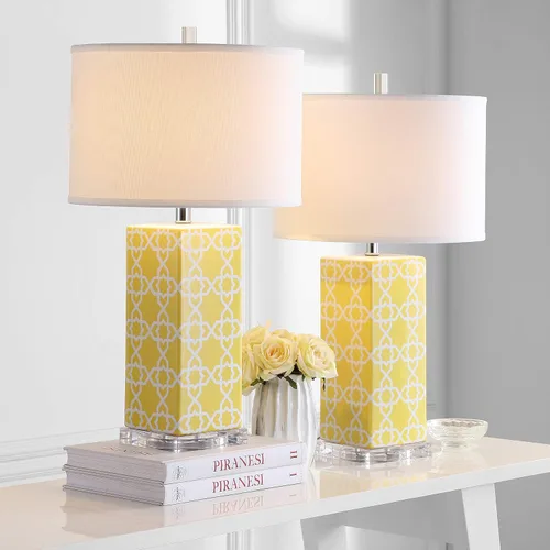 Vista 4 de Safavieh Lighting Collection - Lámpara de mesa (2 unidades), color amarillo
