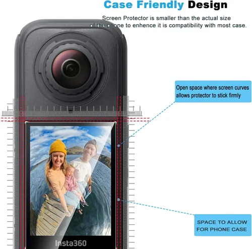Vista 2 de Paquete de 2 protectores de pantalla de aire compatibles con Insta360 X4, película LCD de vidrio templado 9H, resistente a los arañazos HD