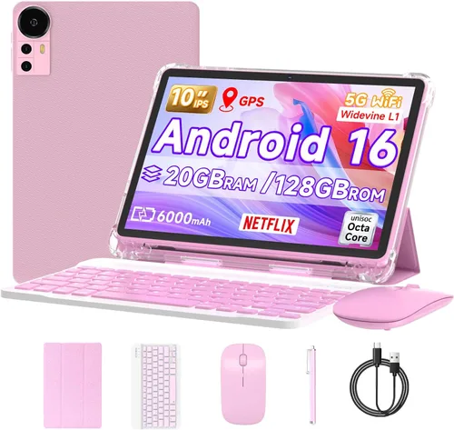 Vista 8 de DIGITHINK Tablet PC de 128 GB 10 pulgadas Android 16.0, tabletas Android, DDR4 4 GB RAM+16GB Extend 20GB ROM 128GB Memoria 2MP+8MP Dual Camera Negro