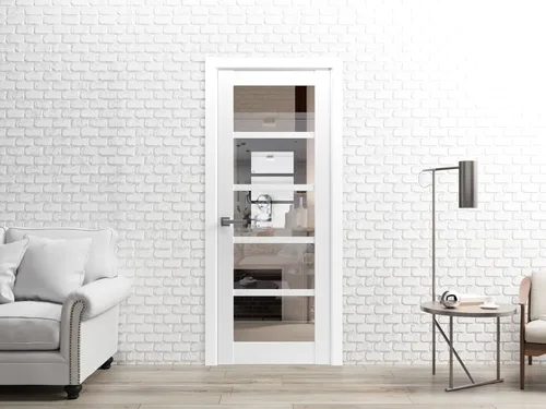 Vista 2 de SARTODOORS Interior sólido francés 36 x 80 pulgadas Quadro 4522 seda blanca con vidrio transparente Marco de panel individual regular manija