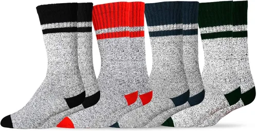 Vista 21 de Calcetines térmicos de invierno de algodón reciclado de peso pesado respetuoso del medio ambiente Multi par para mujeres y hombres 2 pares-camuflaje
