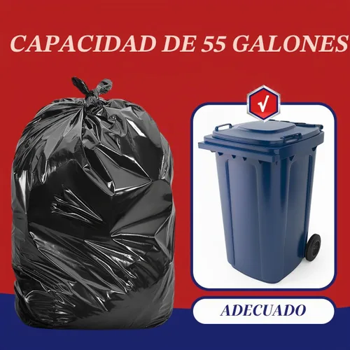 Vista 3 de Teivio Bolsas de basura negras grandes de 55 a 60 galones, 20 unidades, 50