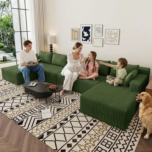 Vista 60 de Lakifun Sofá en Forma de L de 107" con Otomana, Seccional Modular Moderno Sofá Cómodo en Forma de U Nube, Asiento Profundo, Chaise Longue Cama