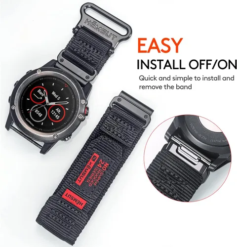 Vista 4 de Compatible con la correa de reloj Garmin, correa deportiva de nailon súper resistente con diseño de bucle tejido