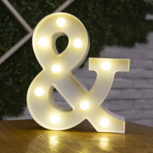 Vista 45 de anso Letras LED del alfabeto con números iluminados, letras de plástico blanco, decoración de pie de la A a la Z 0 ~ 9 (rosa corazón)
