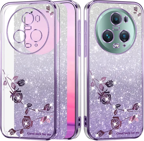 Vista 8 de For Honor Magic 5 Pro - Funda transparente con purpurina brillante, lujo brillante Honor Magic 5 Pro, funda protectora de silicona de poliuretano