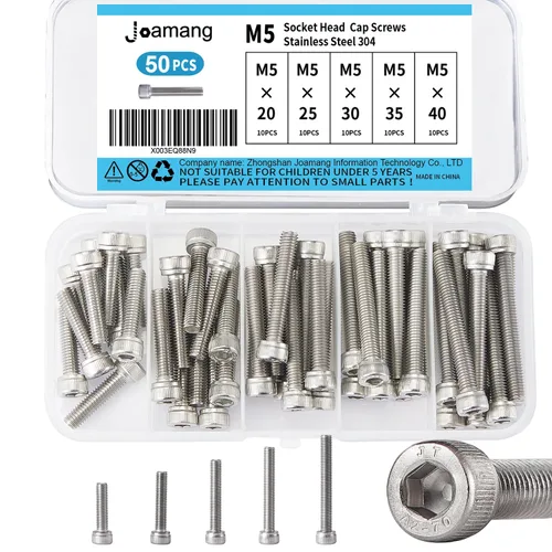 Vista 14 de Tornillos de cabeza de botón M5 x 8 mm, 12 mm, 16 mm, 20 mm, 25 mm, tornillos de cabeza de botón, acero inoxidable 304, accionamiento hexagonal