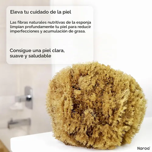 Vista 6 de Naroa Esponja natural exfoliante para ducha Esponja de baño para una piel sana Esponja de baño sin blanquear Sin plástico sostenible (pequeño)