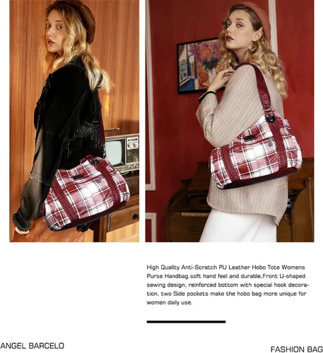 Vista 274 de Angel Barcelo - Bolsa de hombro amplia para mujer, diseño Hobo, cuero lavado