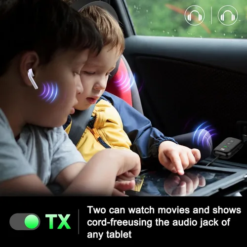 Vista 7 de Adaptador transmisor Bluetooth 5.4 de alta calidad, compatible con 2 AirPods/auriculares 2 en 1 transmisor Bluetooth receptor con aptX baja
