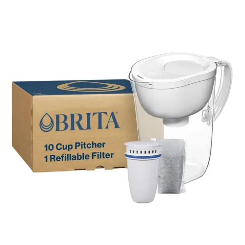 Vista 14 de Brita Jarra de filtro de agua de todo el día, blanco, grande, 10 taza, 1 cuenta