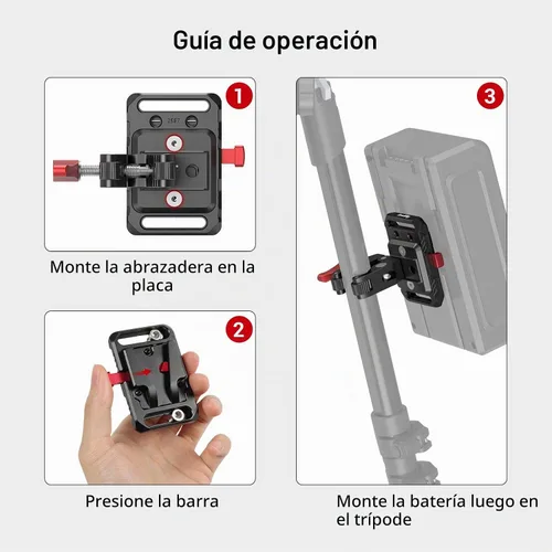 Vista 6 de SmallRig Mini placa de batería de montaje en V, placa de batería de montaje en V con abrazadera en forma de cangrejo para fuente de alimentación