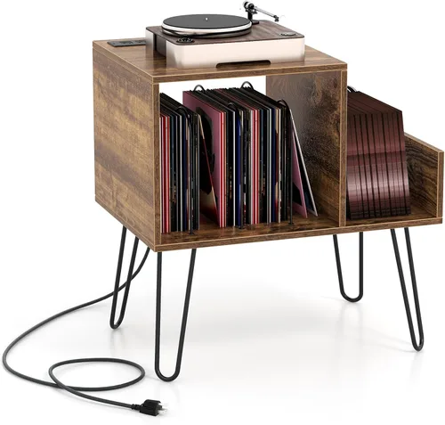 Vista 10 de Giantex Soporte para tocadiscos, gris