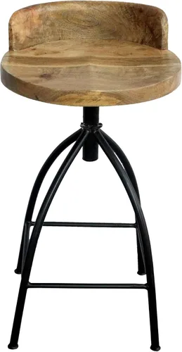 Vista 7 de TUP THE URBAN PORT Pia Taburete de altura de mostrador de estilo industrial de 25 a 31 pulgadas con asiento giratorio ajustable, marrón, negro