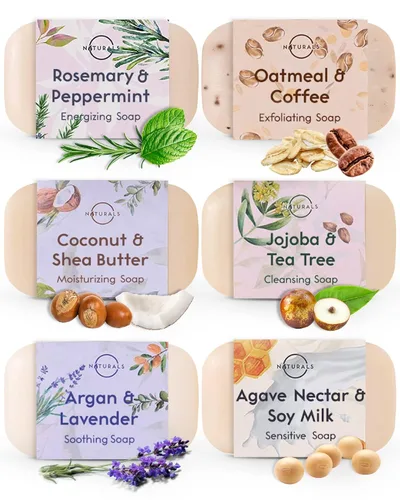 Vista 9 de O NATURALS Jabón en barra 100% natural, set de regalo, ingredientes orgánicos y aceites esenciales, regalos de spa para mujeres y hombres, gel