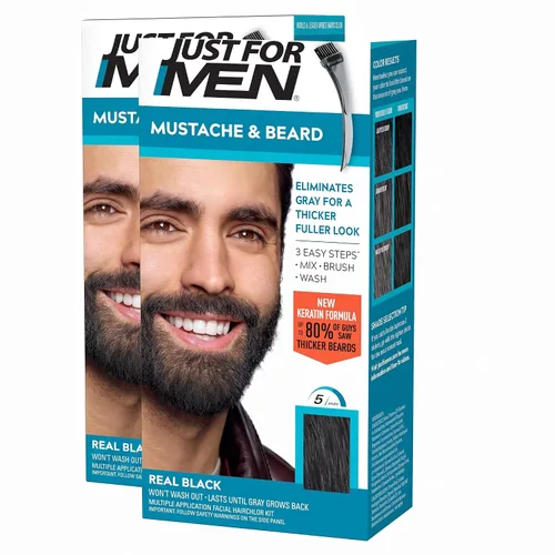 Vista 39 de Just For Men - Tinte para bigote y barba, tinte para barba para hombres con cepillo, incluye queratina, biotina, aloe vera y aceite de coco