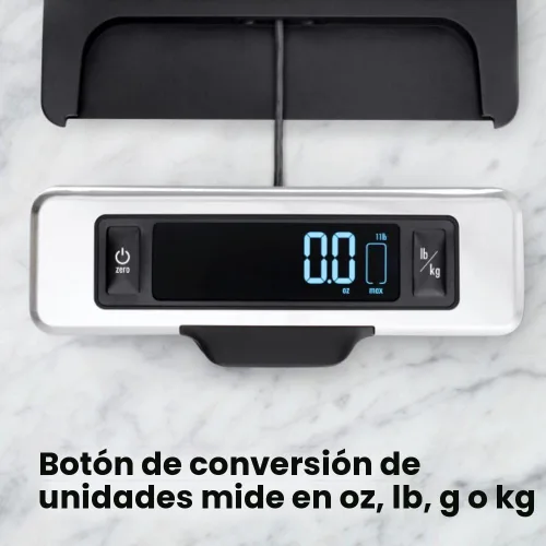 Vista 4 de OXO Good Grips - Báscula de cocina de acero inoxidable de 11 libras con pantalla extraíble, color negro