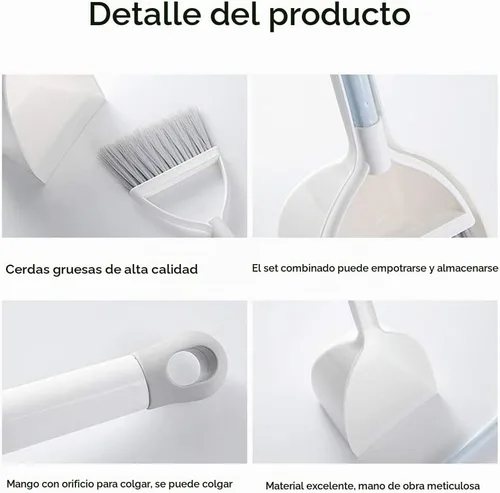 Vista 7 de Mini escoba y recogedor, barrido de cocina casera para niños (blanco + azul)