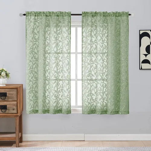 Vista 81 de Gwine - Cortinas traslúcidas color verde salvia de 96 pulgadas de largo, 2