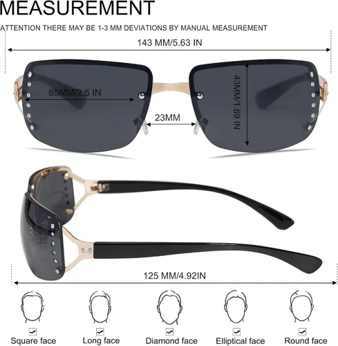 Vista 5 de VANLINKER Elegantes gafas de sol rectangulares sin marco sin montura para mujer
