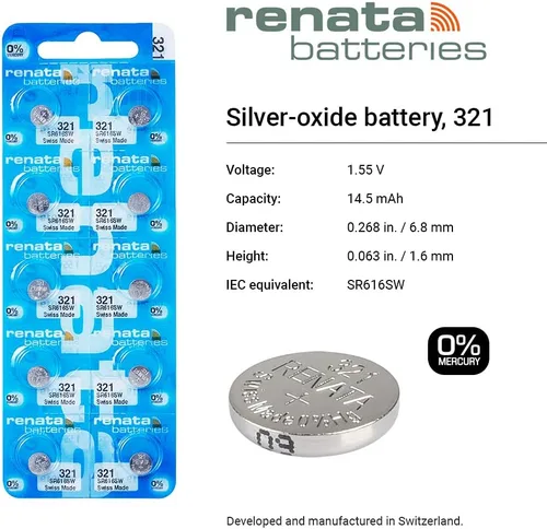 Vista 2 de Renata Batteries Batería de reloj 321 / SR616SW (paquete de 5)