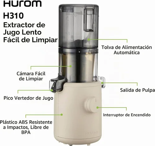 Vista 7 de Hurom H310A Exprimidor personal de alimentación automática y masticación lenta (H310A Beige)