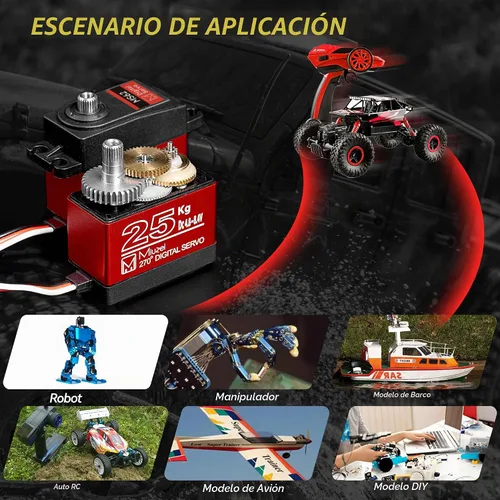 Vista 5 de Miuzei 55.1 lbs Servo Motor Alto Par Metal Gear para 1/10 1/8 RC Car 1 Pack